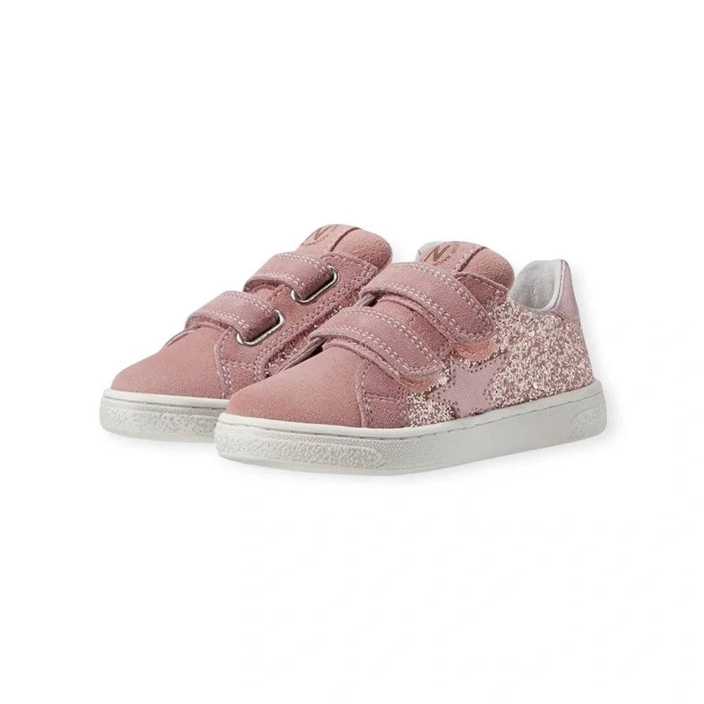 Naturino ★ Pinn VL Glitter Star Italian Suede Sneaker ★ Pink ★ Toddler 8M 25 ★ - Picture 15 of 16